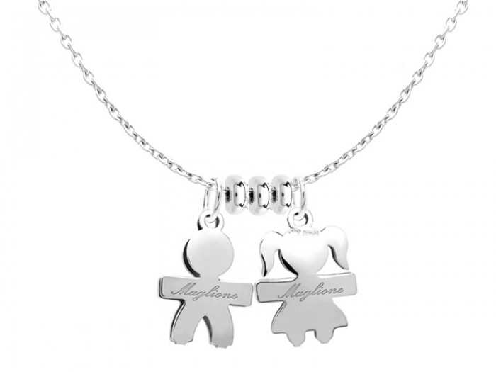 CLEVER SCHMUCK Set Ciondolo Coniglietto Per Bambina - Argento 925 Con Peluche Bianco E Catena 40 Cm
