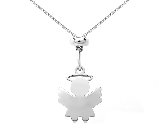 925 Silver Angel Pendant Necklace Customizable with Letter