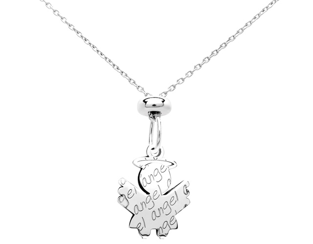 925 Silver Angel Pendant Necklace Customizable with Letter