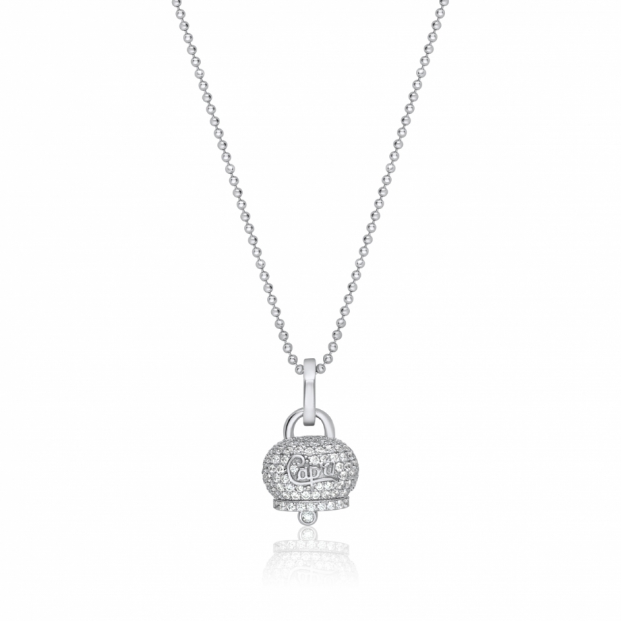 925 Silver Luky Bell Pendant with cubic zirconia