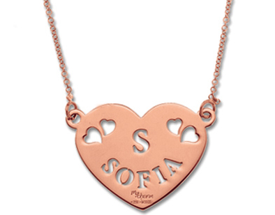 My Charm - 18K Yellow White or Rose Gold Big Heart Pendant customizable with name
