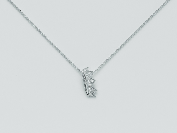 Catenina girocollo con ciondolo - Corona Miss Italia - Miluna in oro bianco 18kt e pavé di diamanti