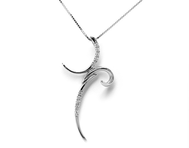 Catenina girocollo con Croce e Diamanti Naturali IF 0.05ct in oro bianco 18kt