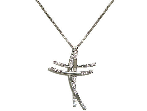 Catenina girocollo con Croce e Diamanti Naturali IF 0.17ct in oro bianco 18kt