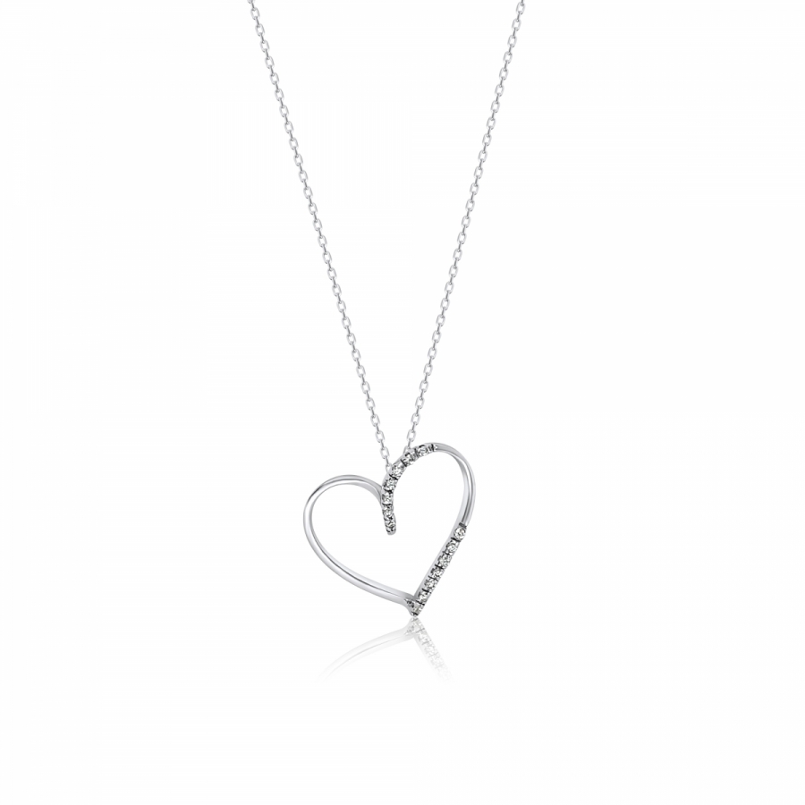 18K White Gold and Cubic Zirconia Pendant with Necklace