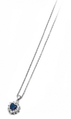 Catenina girocollo con pendente cuore in argento 925% e zirconi serie Isabella