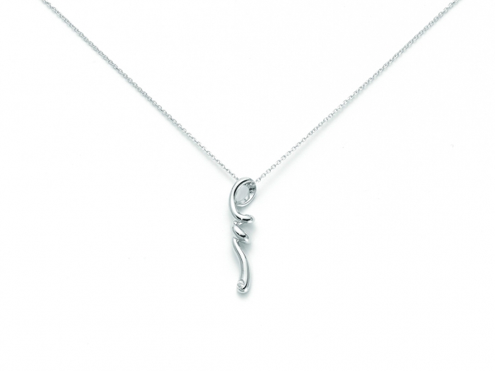 Catenina girocollo Miluna con ciondolo fantasia e Diamante Naturale 0.007ct in oro bianco 18kt CLD2177