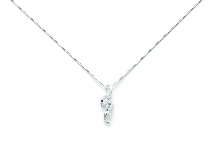 Catenina girocollo Miluna con ciondolo fantasia e Diamanti Naturali 0.035ct in oro bianco 18kt CLD3237