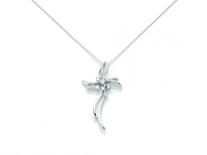 Catenina girocollo Miluna con Croce e Diamanti Naturali 0.0735ct in oro bianco CLD3078X