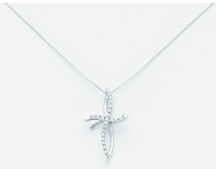 Catenina girocollo Miluna con Croce e Diamanti Naturali 0.105ct in oro bianco 18kt CLD2260