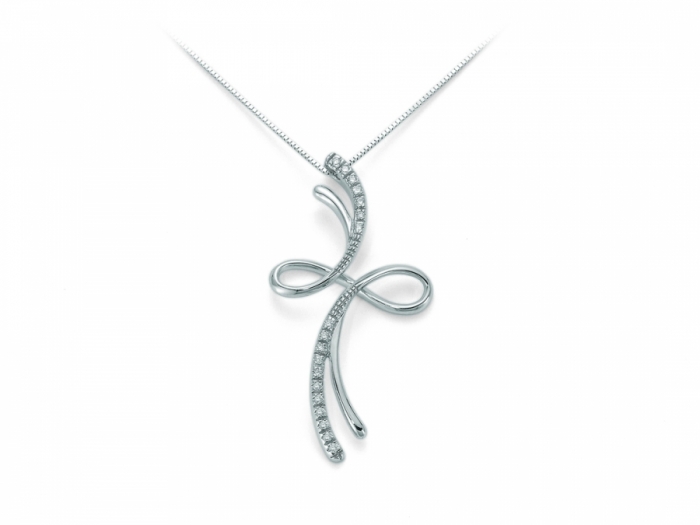 Catenina girocollo Miluna con Croce e Diamanti Naturali 0.108ct in oro bianco 18kt CLD2261