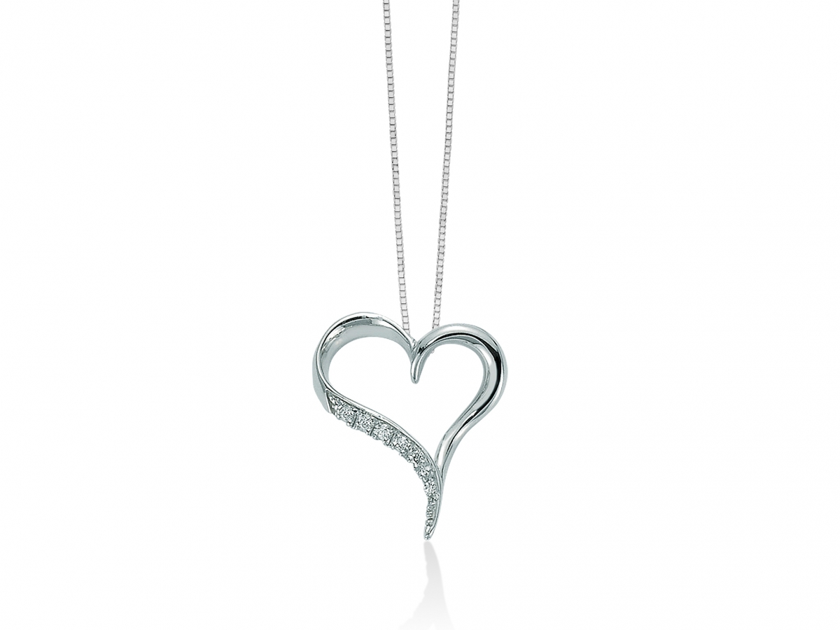 Catenina girocollo Miluna con Cuore e Diamanti Naturali 0.041ct in oro bianco CLD3085X