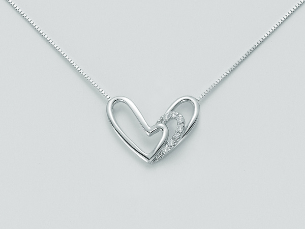 Catenina girocollo Miluna con Cuore e Diamanti Naturali 0.043ct in oro bianco 18kt