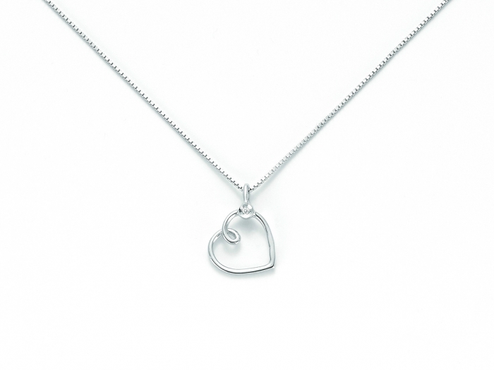Catenina girocollo Miluna con Cuore e Diamanti Naturali 0.07ct in oro bianco CLD2079-375