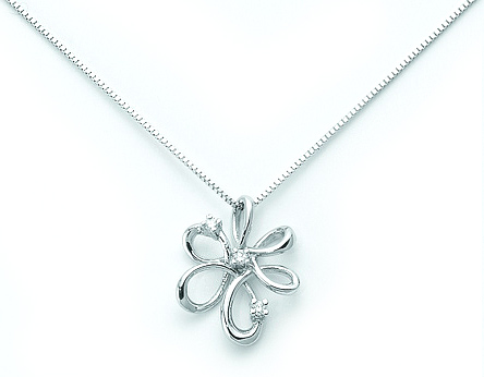 Catenina girocollo Miluna con Fiore e Diamanti Naturali 0.04ct in oro bianco 18kt