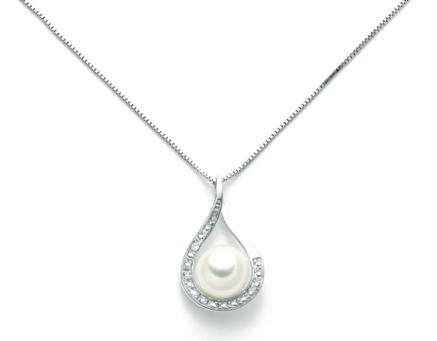 Catenina girocollo Miluna con Perla e Diamanti 0.015ct in oro bianco PCL5169X