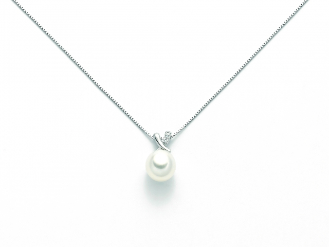 Catenina girocollo Miluna con Perla e Diamanti 0.06ct in oro bianco PCL5171X