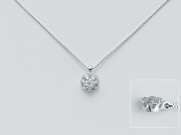 Catenina girocollo Miluna - Corona Miss Italia - con Diamanti Naturali 0.26ct in oro bianco 18kt