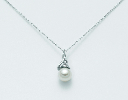 Catenina girocollo Miluna in oro bianco 18kt con Perla e diamanti 0.07ct PCL1869