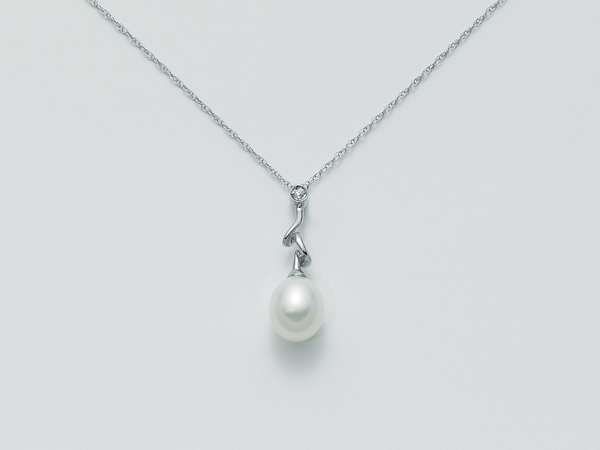 Catenina girocollo Miluna in oro bianco 18kt con Perla e diamanti 0.07ct PCL1872