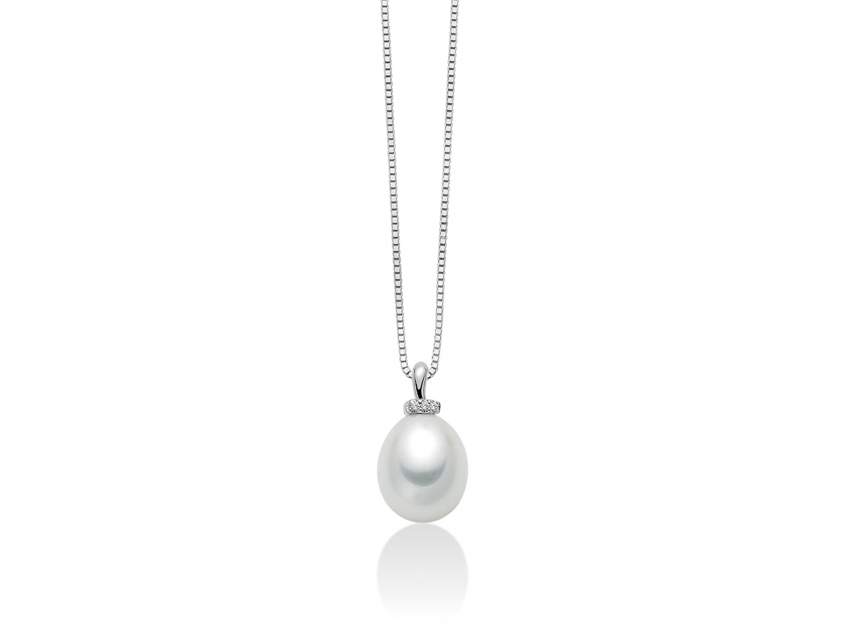 Catenina girocollo Miluna in oro bianco con Perla e diamanti 0.009ct PCL3170X