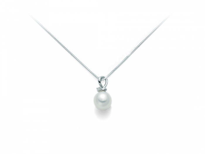 Catenina girocollo Miluna in oro bianco con Perla e diamanti 0.01ct PCL3165X