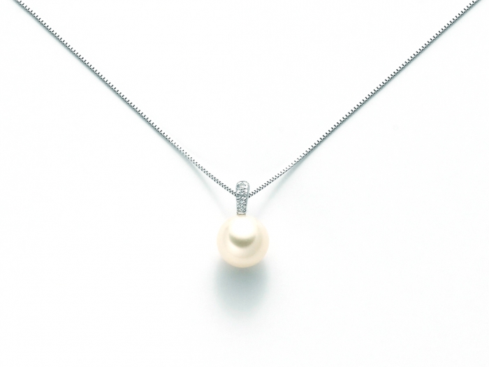 Catenina girocollo Miluna in oro bianco con Perla e diamanti 0.021ct PCL4764X