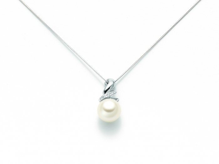 Catenina girocollo Miluna in oro bianco con Perla e diamanti 0.025ct PCL3869X