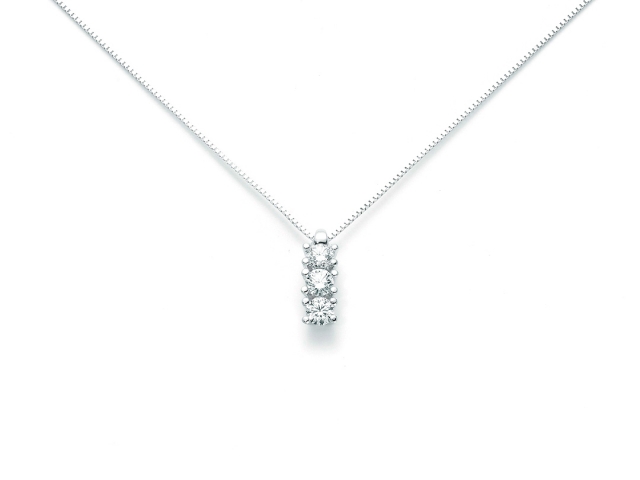 Catenina girocollo Miluna modello Trilogy con Diamanti Naturali 0.27ct in oro bianco 18kt CLD5070