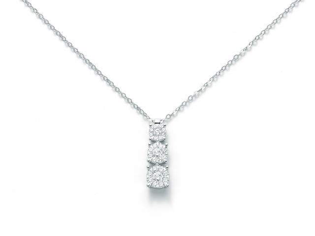 Catenina girocollo Miluna modello Trilogy con Diamanti Naturali 0.39ct in oro bianco 18kt CLD3833