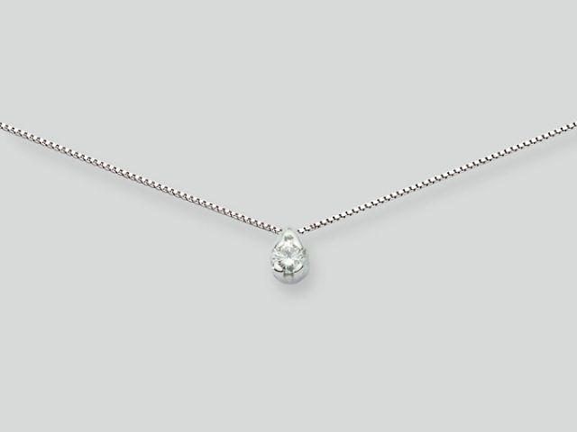 9K White Gold 0.05ct Natural Diamond Solitaire Pendant Necklace MILUNA