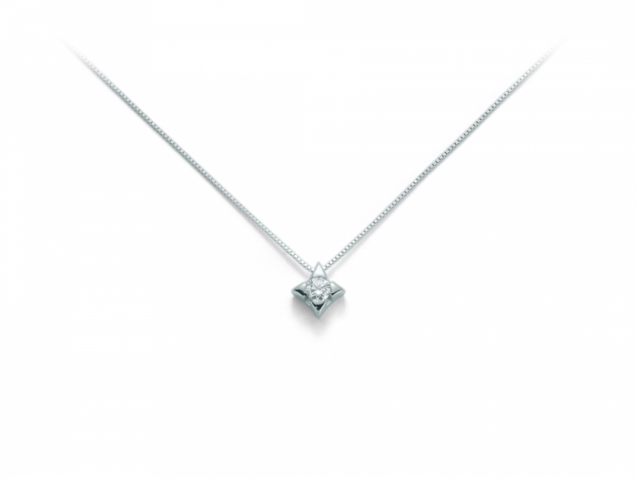 Catenina girocollo Miluna punto luce a Stella con Diamante Naturale 0.10ct in oro bianco CLD2937