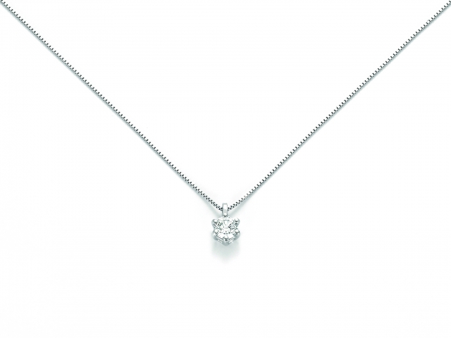 Catenina girocollo Miluna punto luce con Diamante Naturale 0.09ct in oro bianco CLD3995