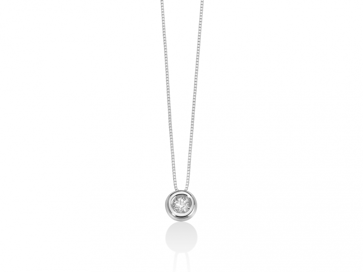 Catenina girocollo Miluna punto luce con Diamante Naturale 0.10ct in oro bianco CLD3924