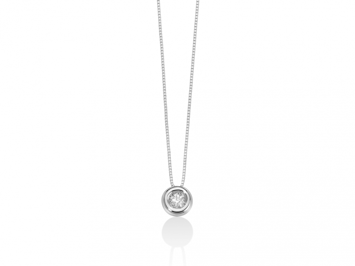 Catenina girocollo Miluna punto luce con Diamante Naturale 0.10ct in oro bianco CLD3924