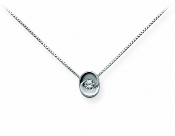 Catenina girocollo Miluna punto luce con Diamante Naturale 0.10ct in oro bianco CLD876-D10SX