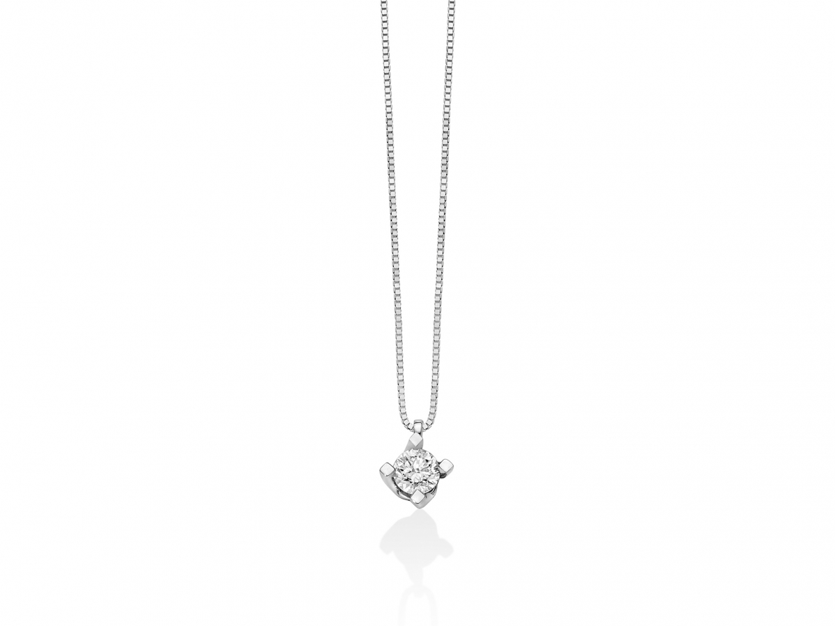 Catenina girocollo Miluna punto luce con Diamante Naturale 0.20ct in oro bianco 18kt CLD5065