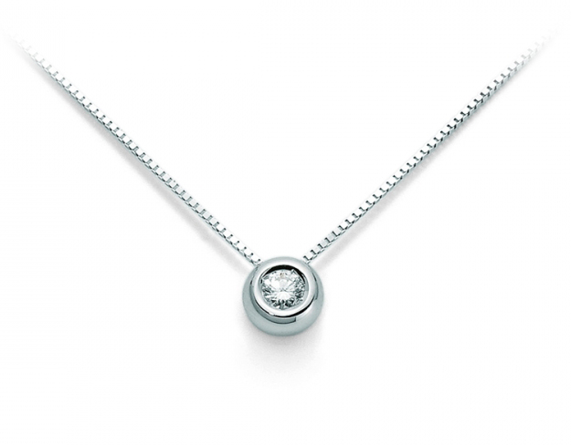 Catenina girocollo Punto Luce Roger Gems con Diamante Naturale IF 0.08ct in oro bianco 18kt