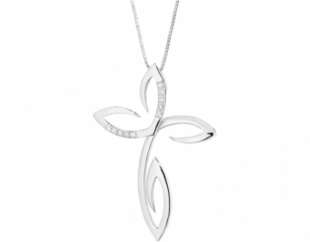 Catenina girocollo Roger Gems con Croce e Diamanti Naturali IF 0.07ct in oro bianco 18kt