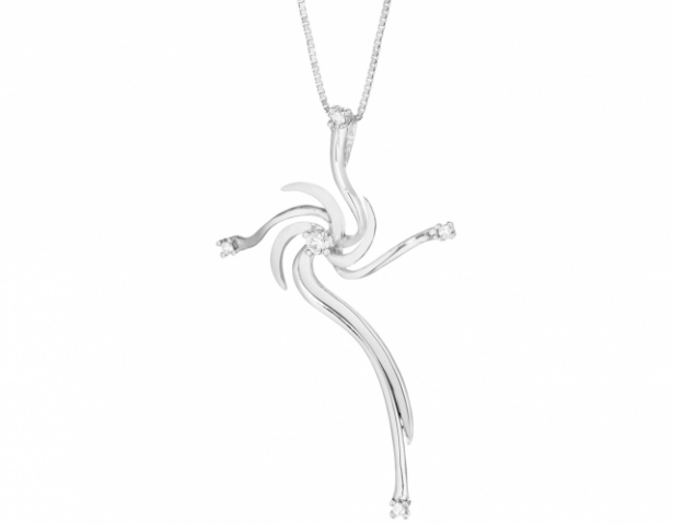 18K White Gold 0.09ct Natural Diamonds Cross Pendant Necklace