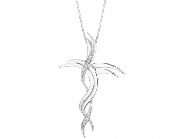 Catenina girocollo Roger Gems con Croce e Diamanti Naturali IF 0.10ct in oro bianco 18kt