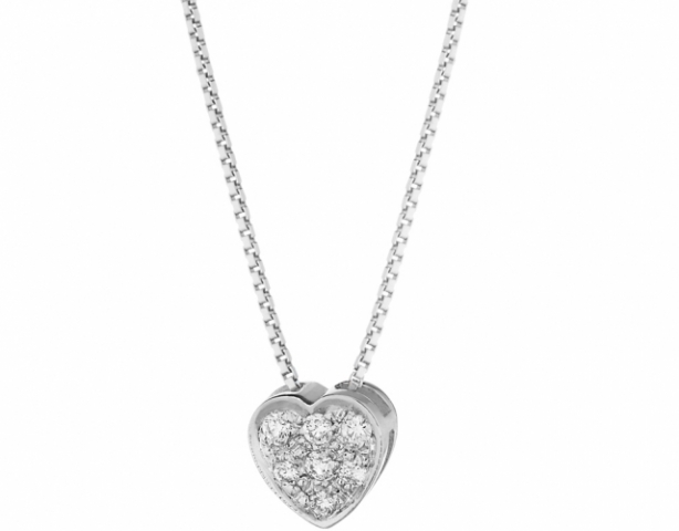 18ct White Gold 0.06ct Natural Diamonds Heart Pendant Necklace