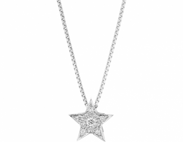 18ct White Gold 0.05ct Natural Diamonds Star Pendant Necklace