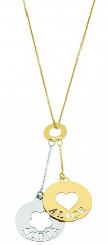 My Charm -  2 Pendant in white, yellow or pink gold with a customizables names