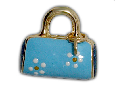 Ciondolo Borsetta Charms smaltata in oro giallo 18kt