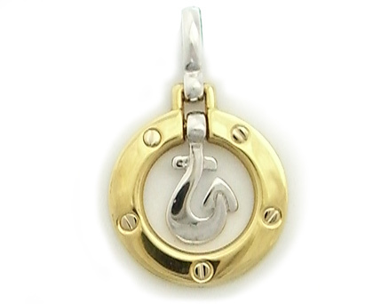 Ciondolo con ancora in oro giallo e bianco 18kt