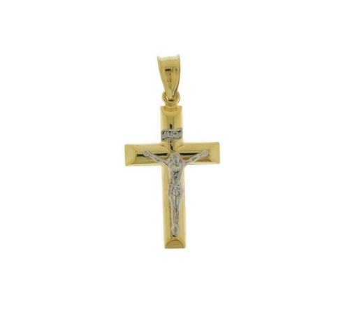18K Yellow and White Gold Cross Pendant