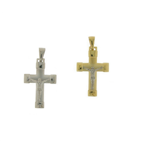 18K Yellow and White Gold or White Gold Cross Pendant
