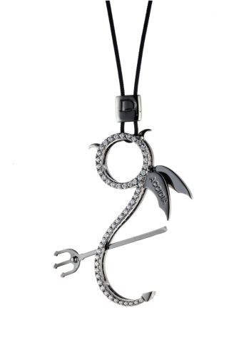 Ciondolo DIAVOLI - ACCIDIA (Pigrizia - indifferenza) in argento nero 925% e zirconi