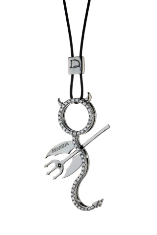 Ciondolo DIAVOLI - AVARIZIA (Tirchieria - parsimonia) in argento nero 925% e zirconi